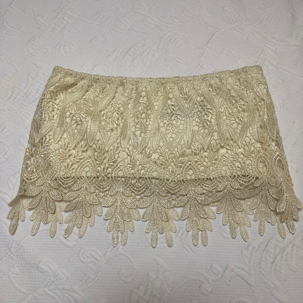 Paper Heart Lace Tube Crop Top from LF Stores